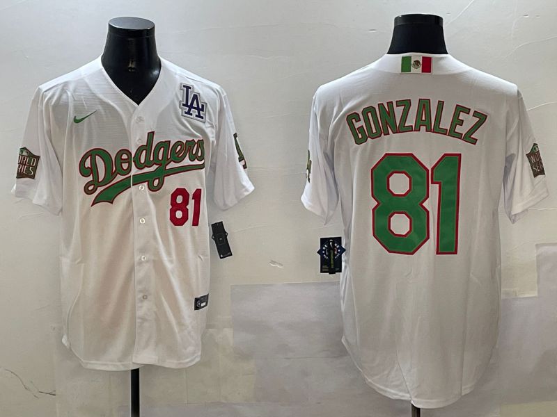 Men Los Angeles Dodgers #81 Gonzalez White Game Mexico 2025 Nike MLB Jersey style 4